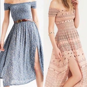 Urban Outfitters kimchi smocked light pink dress.